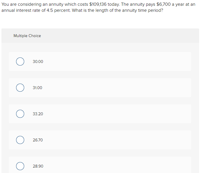 Solved You are considering an annuity which costs $109,136 | Chegg.com