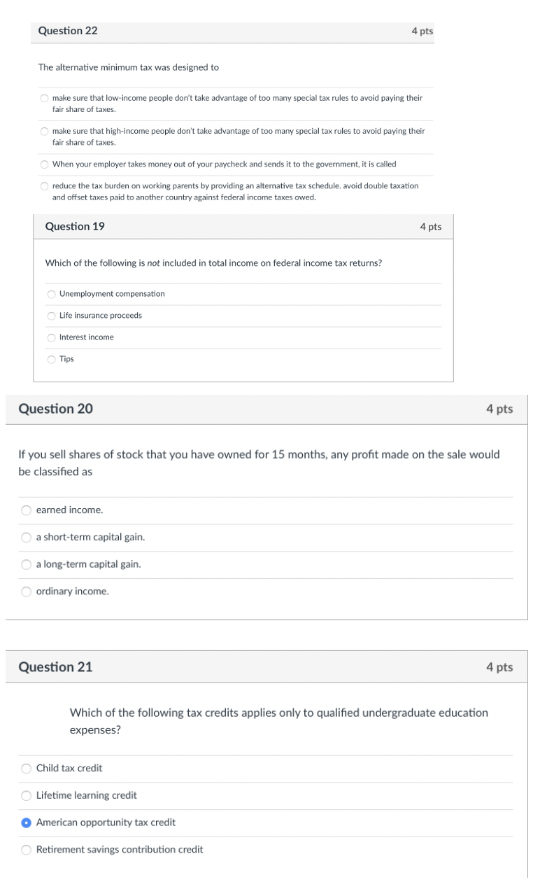 Solved Question 22 4 pts The alternative minimum tax was | Chegg.com