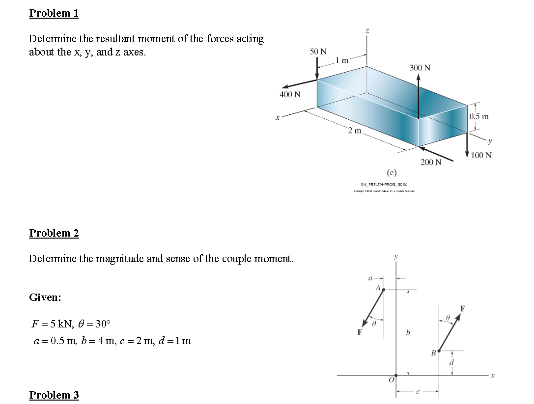 Solved Problem 1 Determine The Resultant Moment Of The | Chegg.com