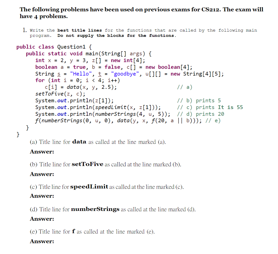 Solved The Following Problems Have Been Used On Previous | Chegg.com