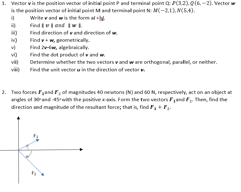 Solved 1 Vector V Is The Position Vector Of Initial Poin Chegg Com