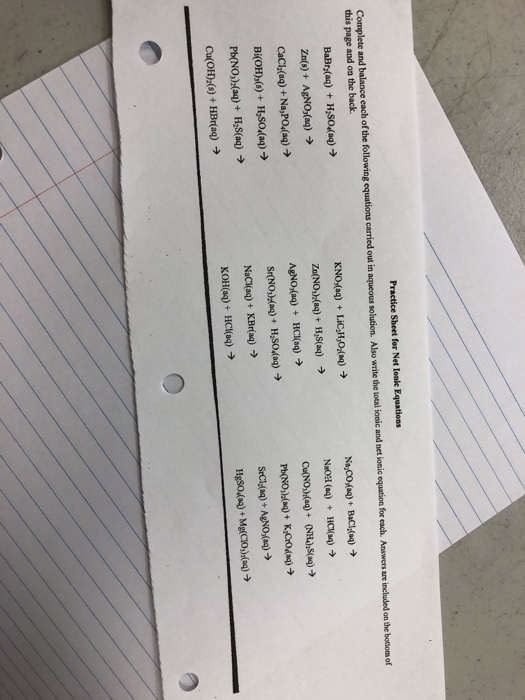 Writing Net Ionic Equations Practice Problems Tessshebaylo