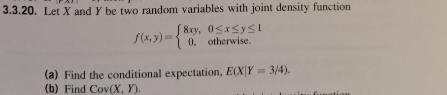 Solved 3.3.20. Let X and Y be two random variables with | Chegg.com