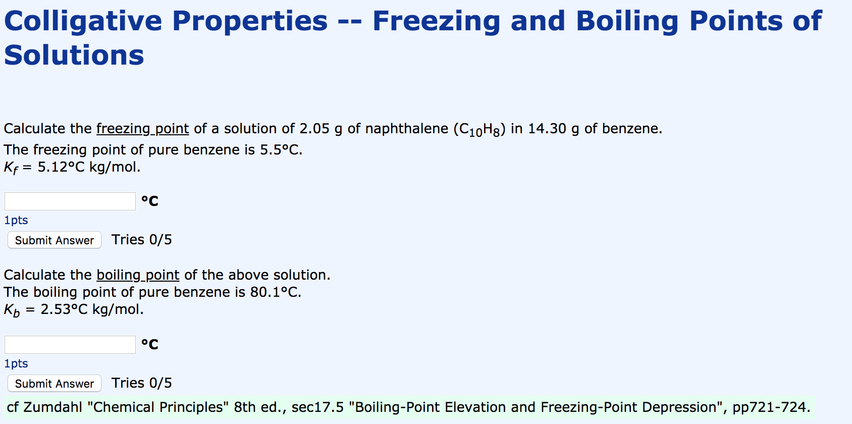 Solved Colligative Properties Freezing And Boiling Points 4371