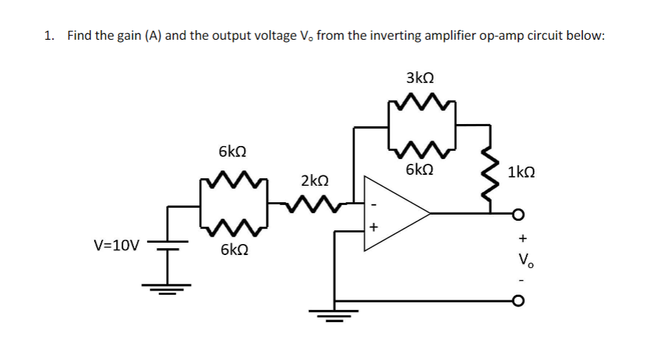 Solved Find the gain (A) and the output voltage V. from the | Chegg.com