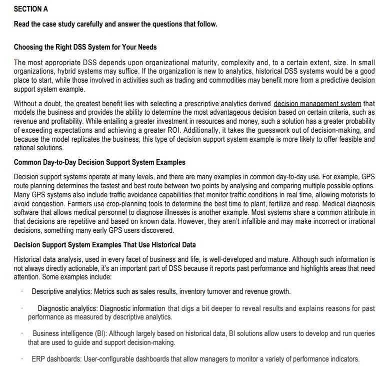 Solved SECTION A Read the case study carefully and answer | Chegg.com