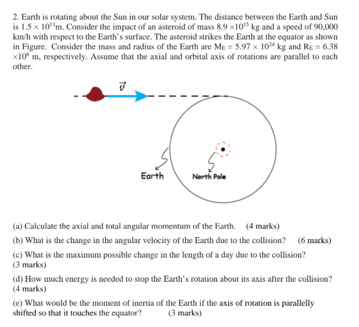 Solved 2. Earth is rotating about the Sun in our solar | Chegg.com