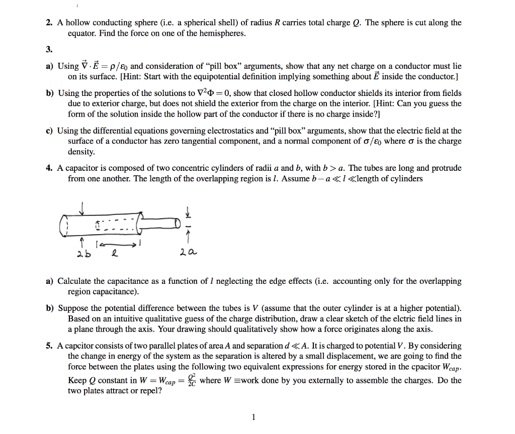 Solved 2. A hollow conducting sphere (i.e. a spherical | Chegg.com