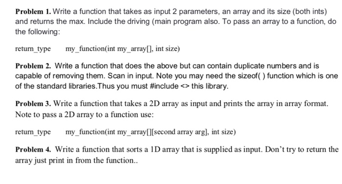 Solved Problem 1. Write a function that takes as input 2 | Chegg.com