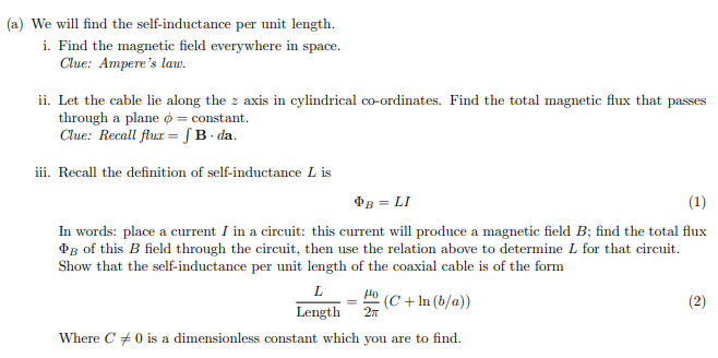 Solved 1. Consider the long coaxial cable shown in below. | Chegg.com