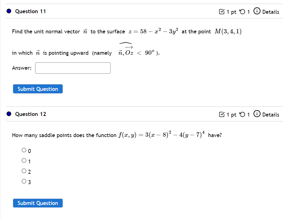 Solved Find the unit normal vector n to the surface | Chegg.com