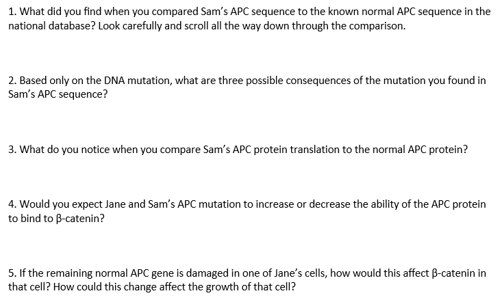 Solved 1. What did you find when you compared Sam s APC Chegg