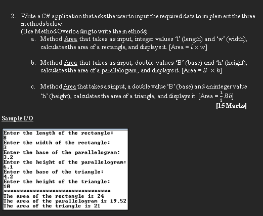 Solved 2. Write a C# application that asks the user to input | Chegg.com