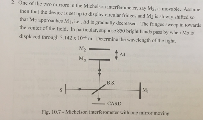 Solved 2. One of the two mirrors in the Michelson | Chegg.com