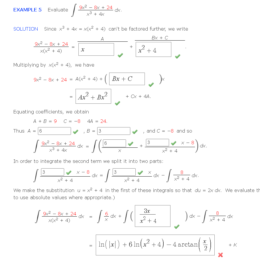 Solved Example 5 Evaluate 9x2 8x 24 X3 4x Dx Solution