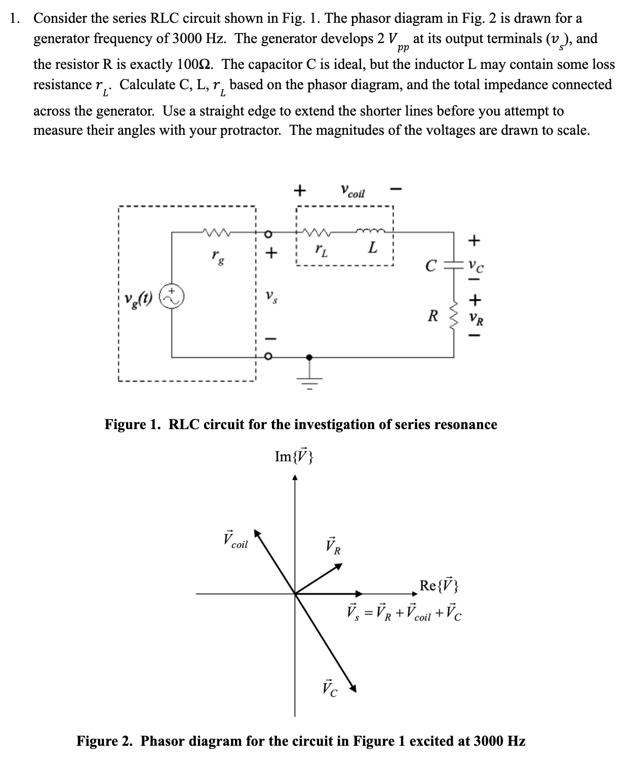 Solved 1. Consider The Series RLC Circuit Shown In Fig. 1. | Chegg.com