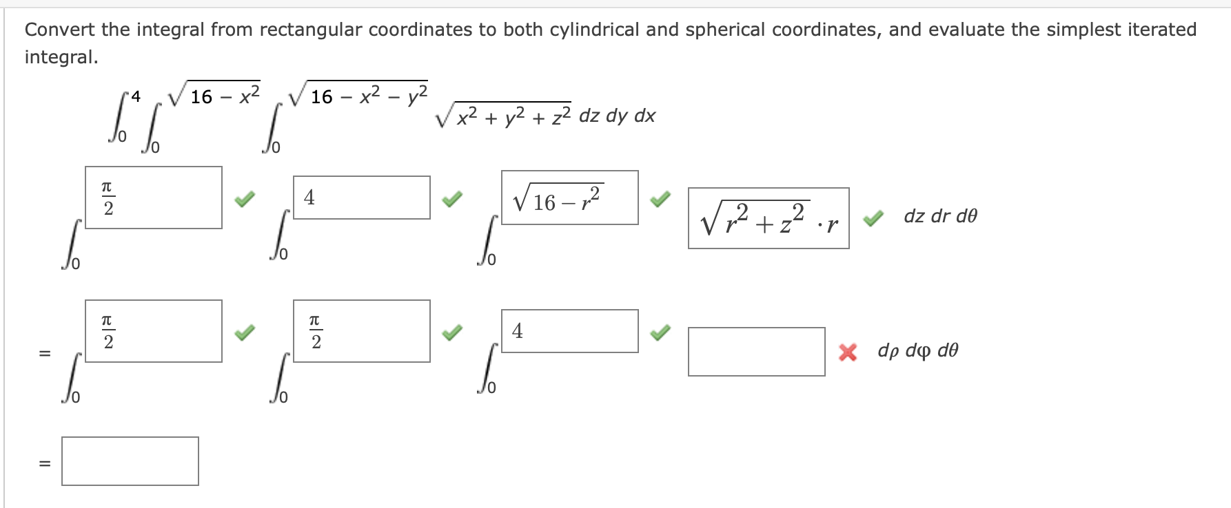 Solved Convert the integral from rectangular coordinates to | Chegg.com