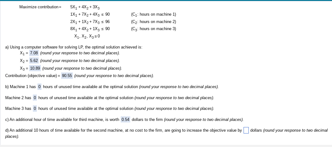 Solved a) Using a computer software for solving LP, the | Chegg.com