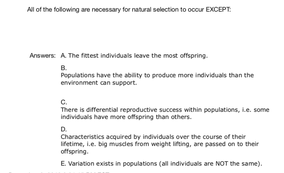 Solved All of the following are necessary for natural