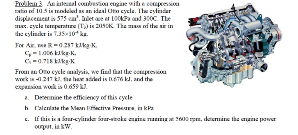 Solved Problem 3. An internal combustion engine with a | Chegg.com