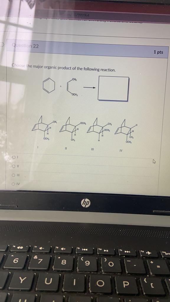 Solved > Question 22 1 pts Choose the major organic product | Chegg.com