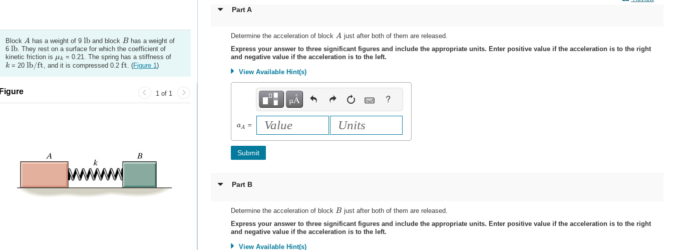 Solved Determine The Acceleration Of Block A Just After Both | Chegg.com