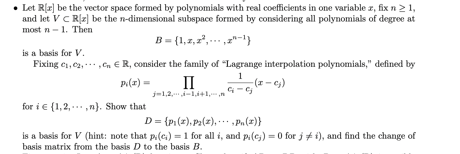 Solved This is a linear algebra course. Let R[x] ﻿be the | Chegg.com