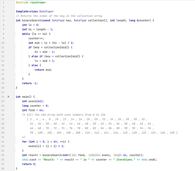 Solved The above code is an implementation of the binary | Chegg.com