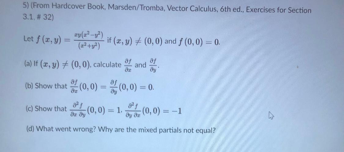 Solved 5) (From Hardcover Book, Marsden/Tromba, Vector | Chegg.com