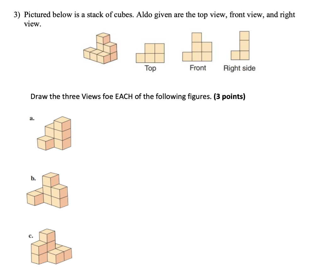 Solved 3) Pictured below is a stack of cubes. Aldo given are
