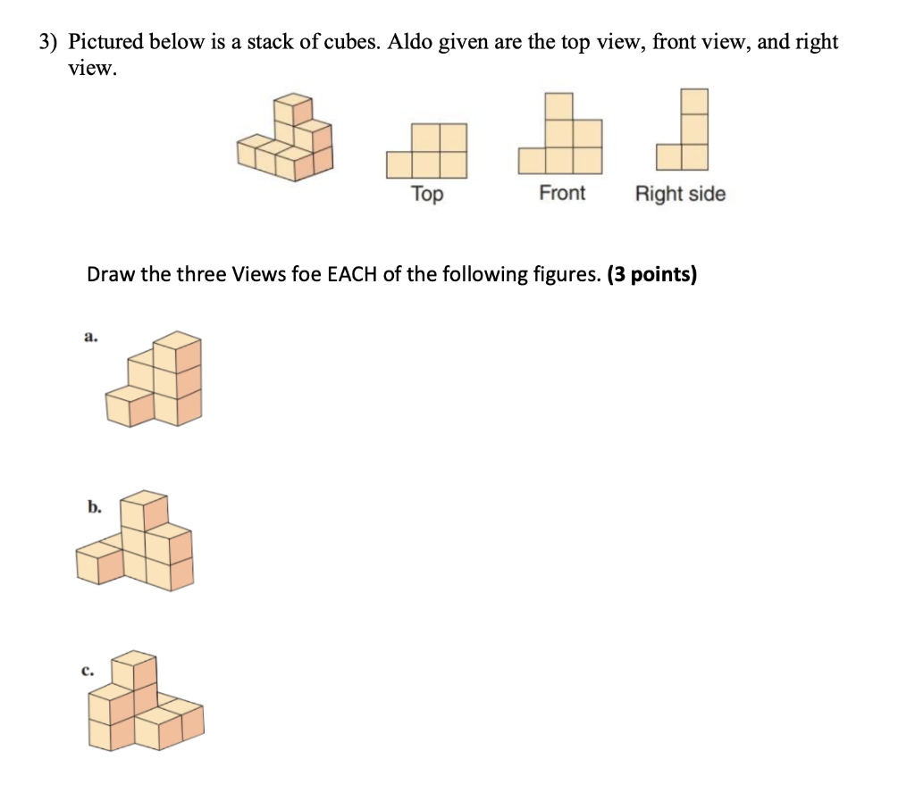 Solved 3) Pictured below is a stack of cubes. Aldo given are | Chegg.com