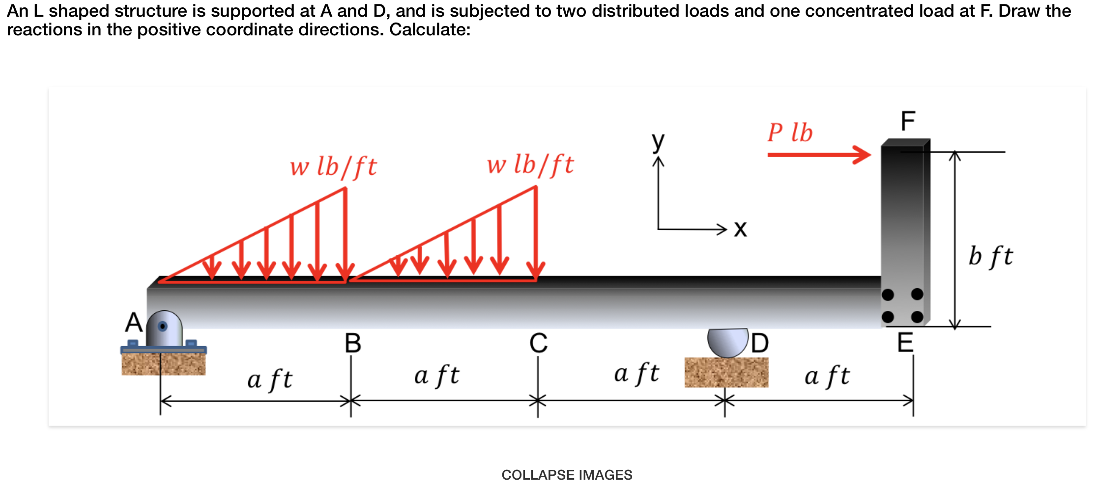 Solved An L Shaped structure is supported at A and D, and is | Chegg.com