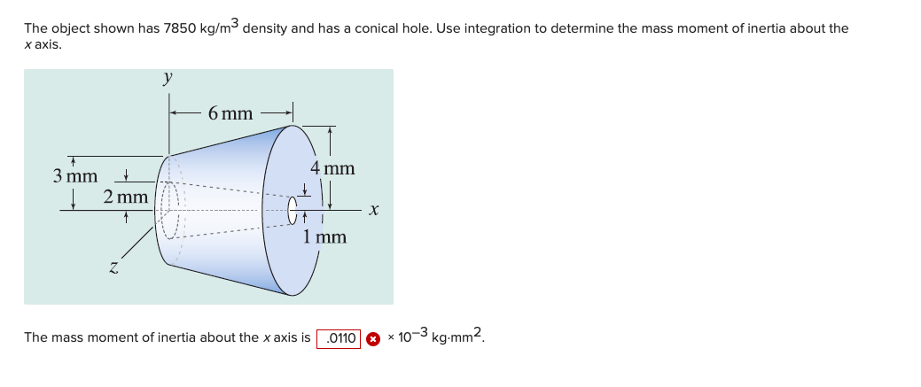 Solved The Object Shown Has 7850 Kg m3 Density And Has A Chegg