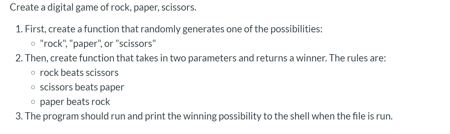 Solved Create A Digital Game Of Rock, Paper, Scissors. 1. | Chegg.com