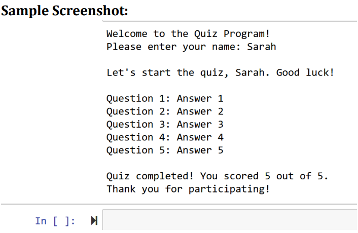 Solved Project Description: “Quiz Program with User Input | Chegg.com