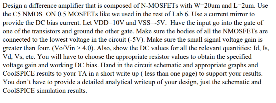 Solved Design a difference amplifier that is composed of | Chegg.com