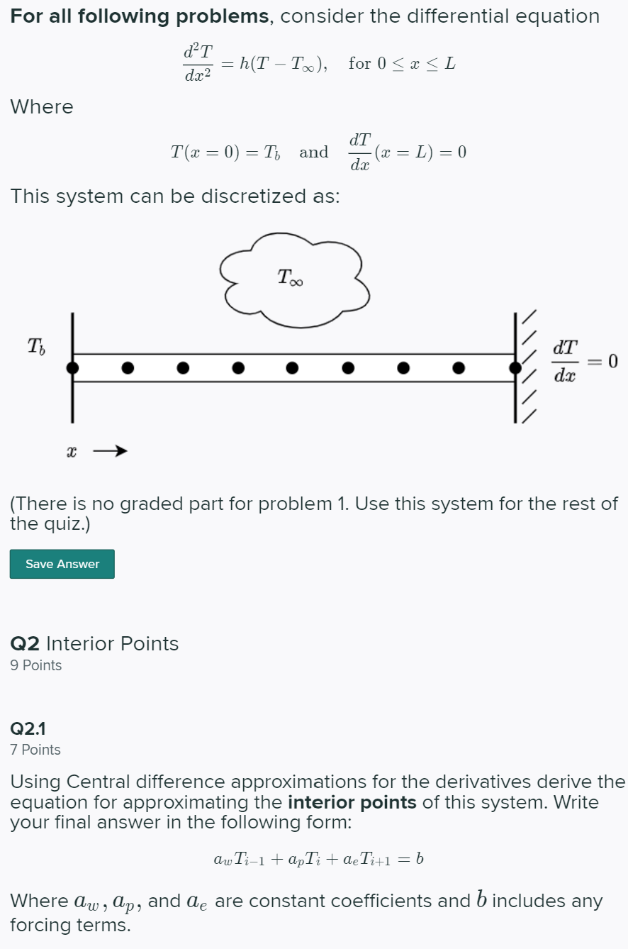 Solved Using Central difference approximations for the | Chegg.com