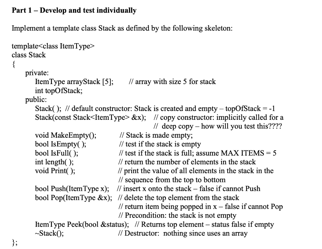 Part 1 - Develop and test individually Implement a | Chegg.com