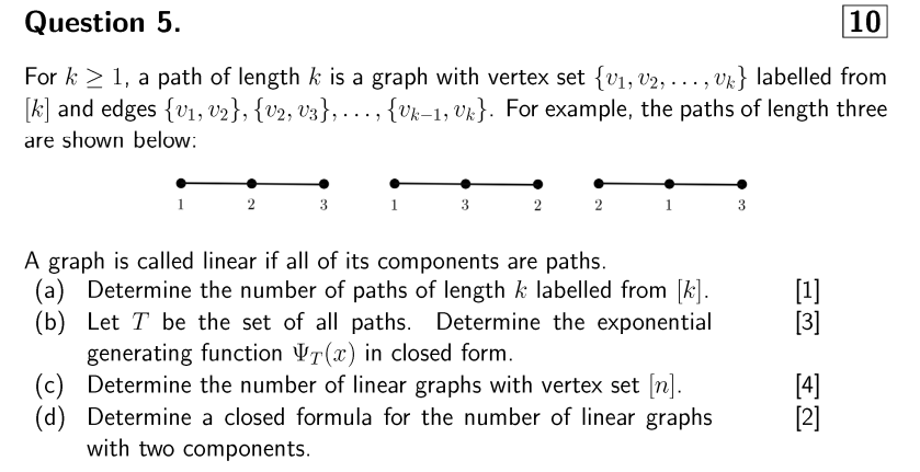 Solved For k≥1, a path of length k is a graph with vertex | Chegg.com