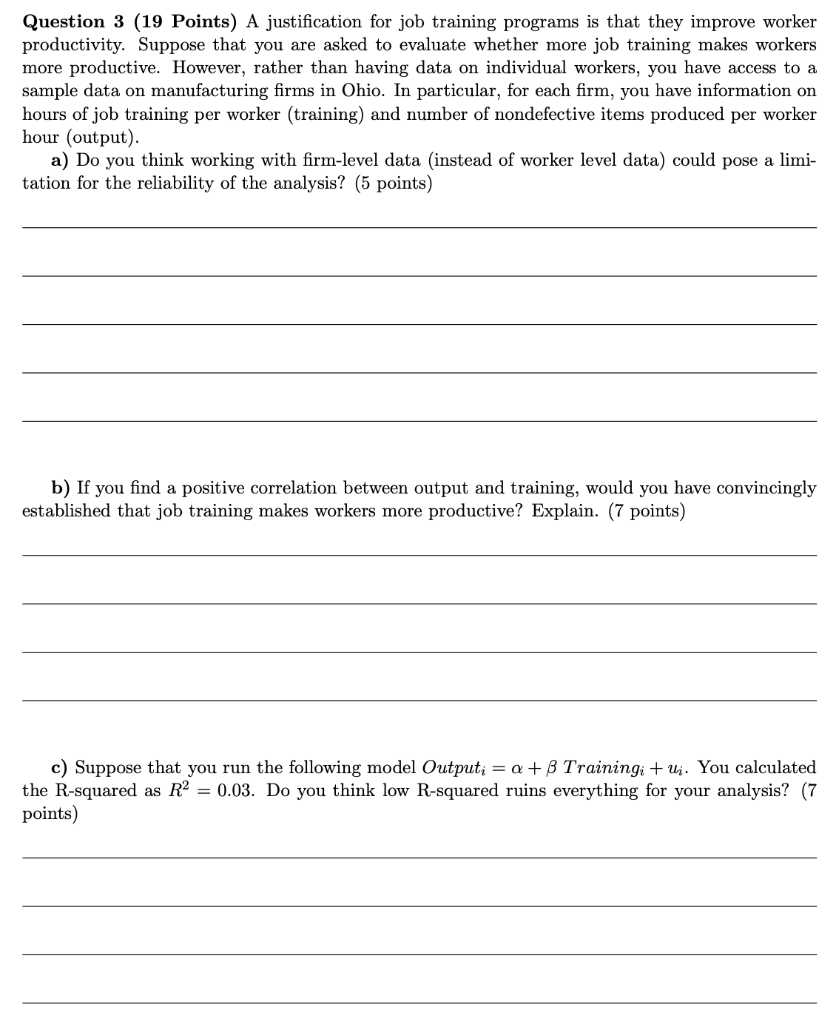 Solved Question 3 (19 Points) A justification for job | Chegg.com