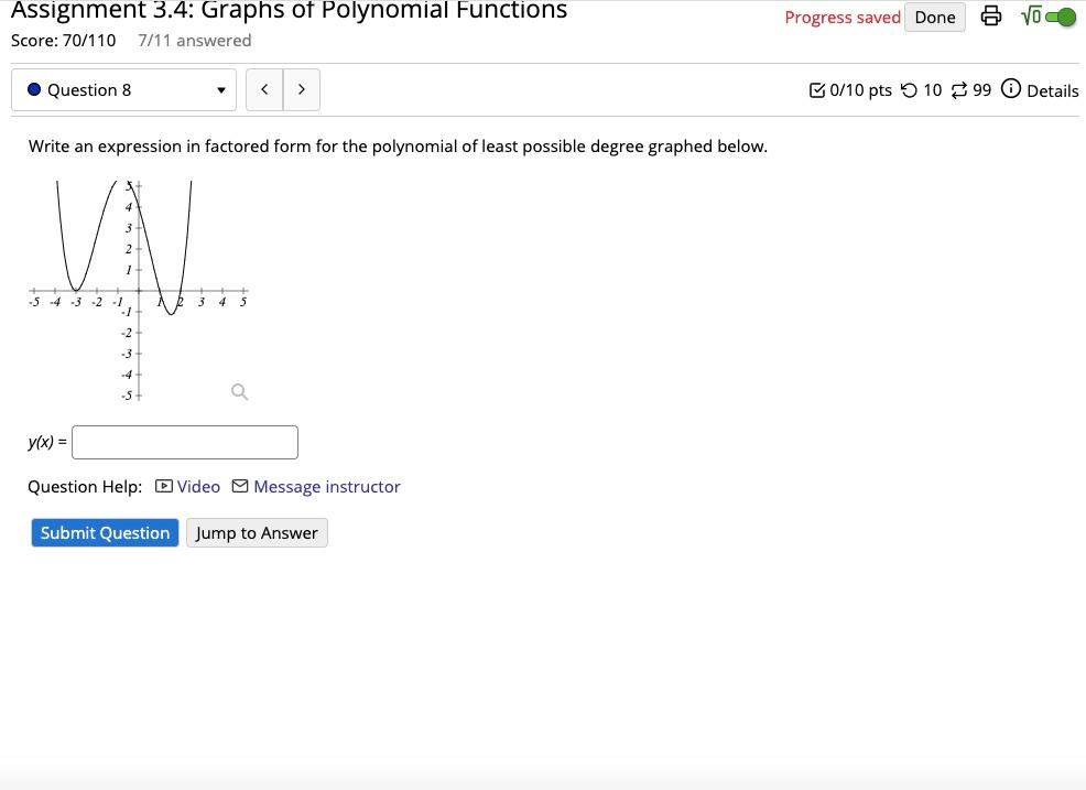 Solved Assignment 3.4: Graphs of Polynomial Functions Score: | Chegg.com