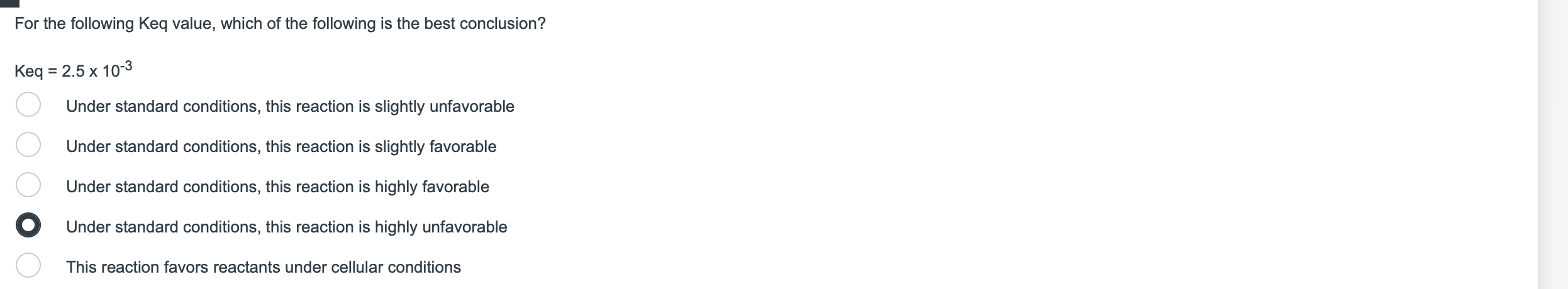 Solved For the following Keq value, which of the following | Chegg.com