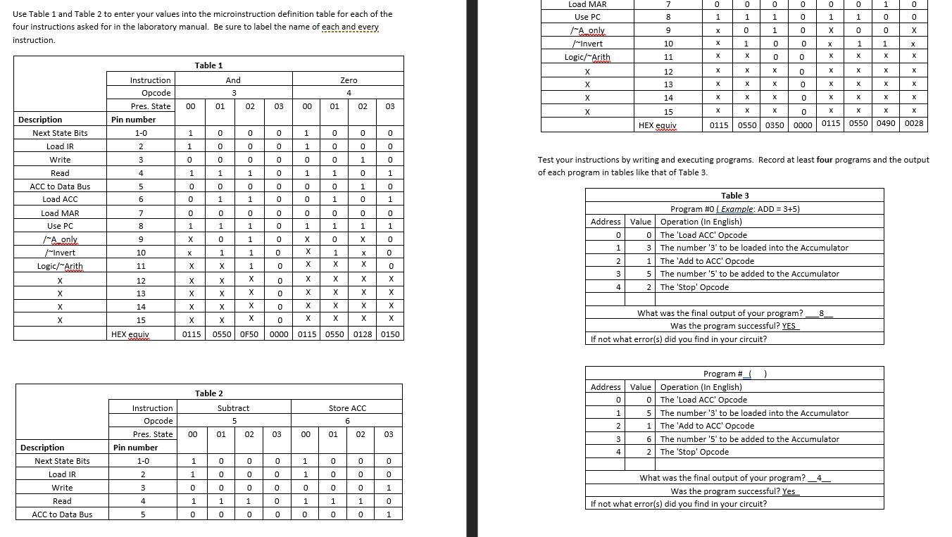 7 0 0 0 0 0 0 1 0 8 1 1 1 0 1 1 0 0 Use Table 1 and