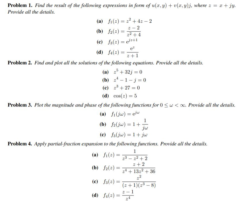 Solved Problem 1 Find The Result Of The Following Expres Chegg Com