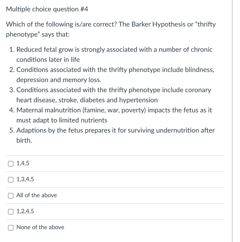 Solved Multiple choice question 4 Which of the following Chegg