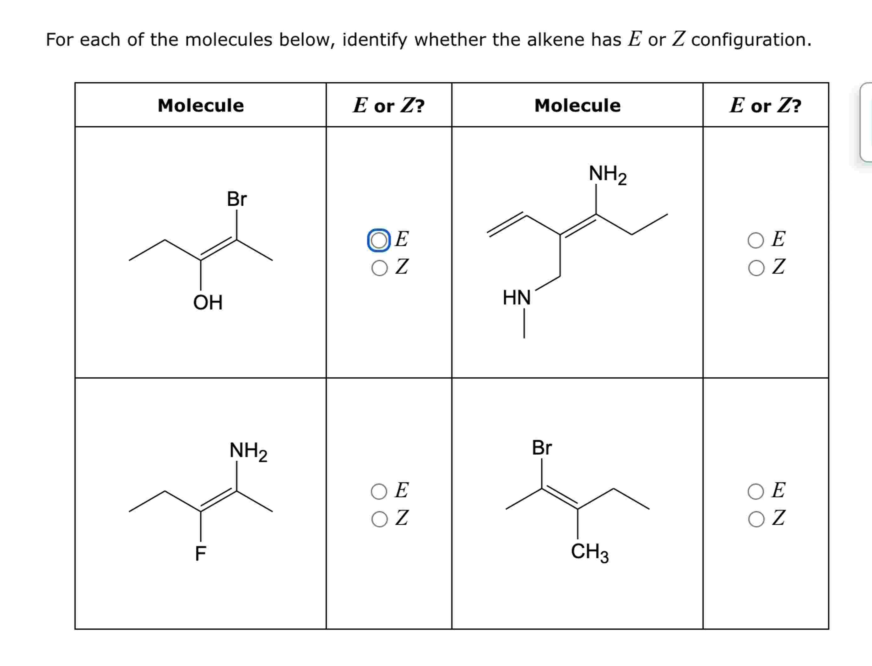 Solved For each of the molecules below, identify whether the | Chegg.com