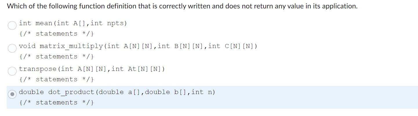 Solved Which of the following function definition that is | Chegg.com