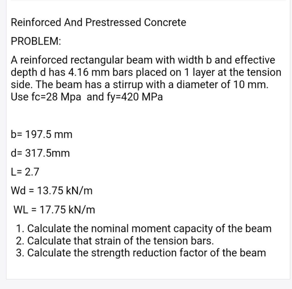 Solved Reinforced And Prestressed Concrete PROBLEM: A | Chegg.com