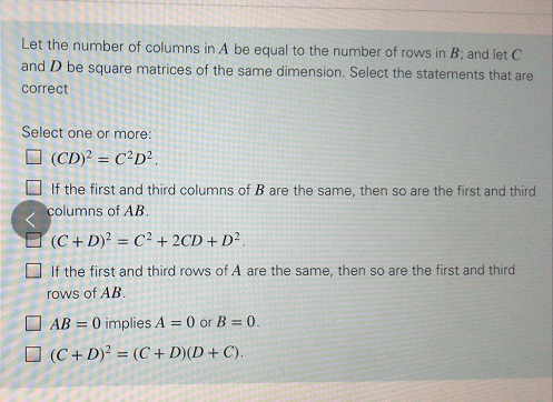 Solved Let the number of columns in A be equal to the number | Chegg.com