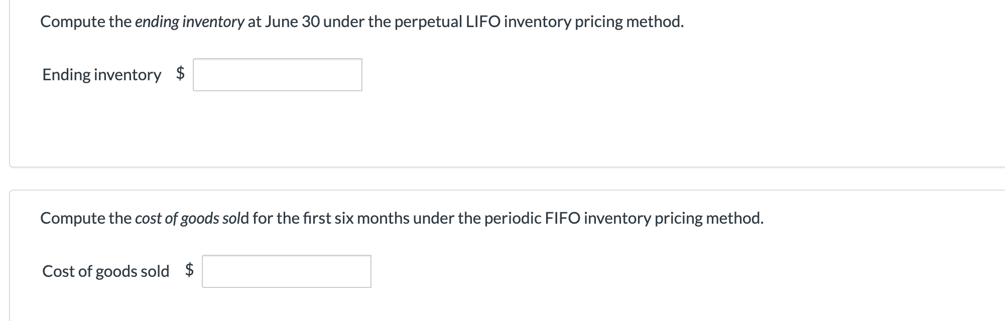 Solved Compute The Ending Inventory At June 30 Under The | Chegg.com